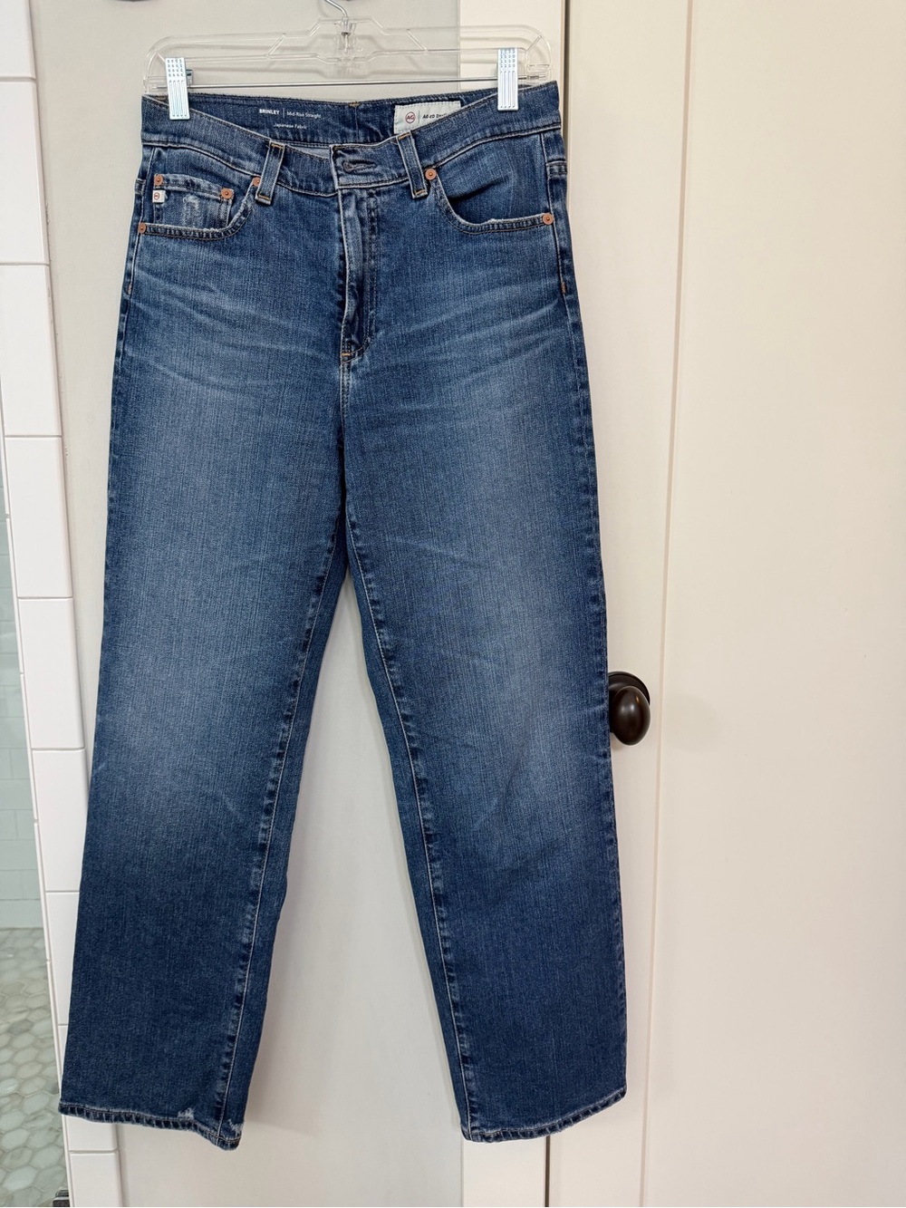 Women’s AG Brinley Straight-Leg Blue Jeans